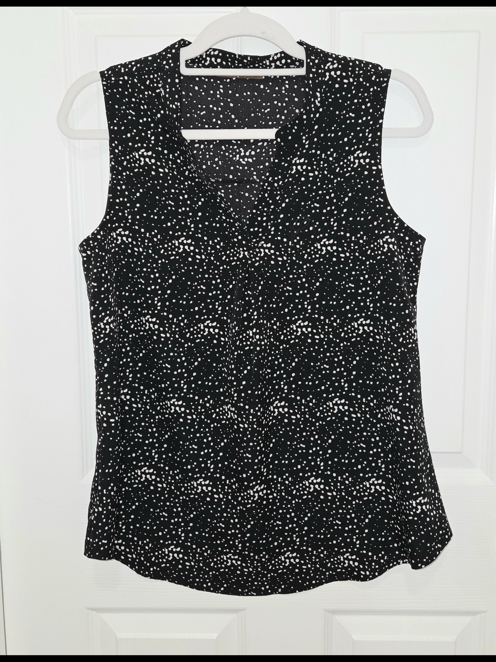 Gaharu Sleeveless Polka Dot Print Blouse V-Neck Women's Size Small